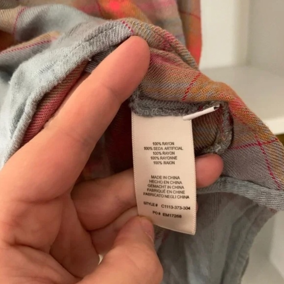 Anthropologie Cloth & Stone Plaid Spaghetti Strap Cotton Tank Top - Picture 6 of 7